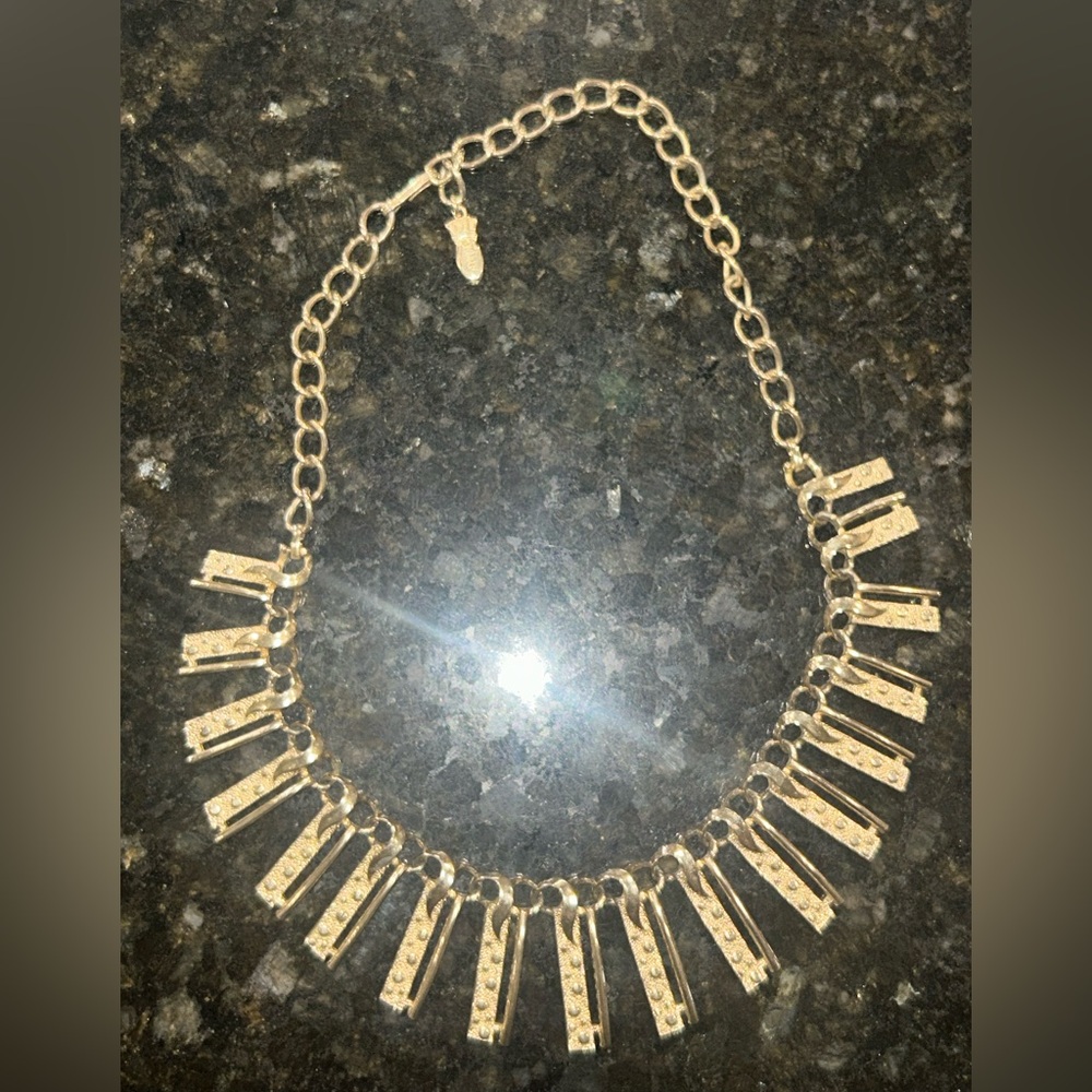 EMMONS‎  Vintage Abstract Gold Tone Fringe Collar Necklace 1960-1970